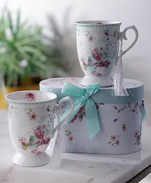 A Vintage Affair Light Floral Teacups Pack of 2 Multicolor - 350 ml