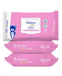 Softsens Extra Moisturising Skin Care Wet Wipes Pack of 3 - 72 Pieces Each
