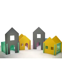 CuddlyCoo Birch Wood Modular Doll House - Multicolour