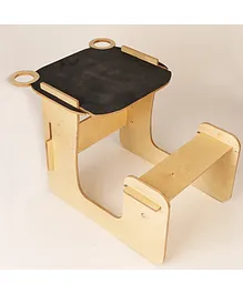 CuddlyCoo Birch Wood Integrated Table Chair Set - Beige Black