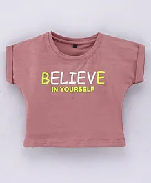 Enfance Core Short Sleeves Believe In Yourself Printed Crop Tee - Pink