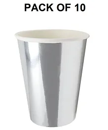 Shopping Time Metallic Silver Paper Cups - Pack of 10 
