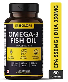 Boldfit Omega 3 Fish Oil Health Supplement 550 Mg EPA & 350 Mg DHA - 60 Softgels