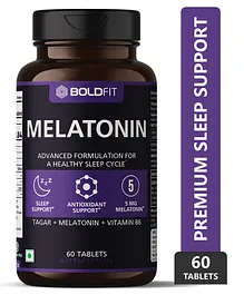 BoldFit Sleeping Aid Pills Melatonin 5Mg with Tagara 125Mg - 60 Tablets
