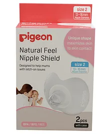 Pigeon Natural Feel Nipple Shield with Case Size 2 -Pack of 2 Pieces- White