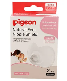 Pigeon Natural Feel Nipple Shield with Case Size 3 Pack of 2 - White