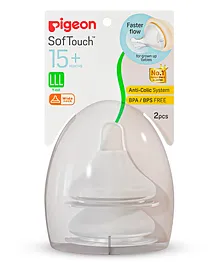 Pigeon Softouch Peristaltic Nipple With Case Pack Of 2 - White