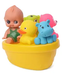 Ratnas Squeezy Baby & Animal Bath Toys Pack of 5 -  (Color & Print May Vary)