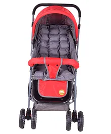 Tiffy & Toffee Maxtrem Baby Stroller Cum Pram With Reversible Handle and Swivel Wheels - Red