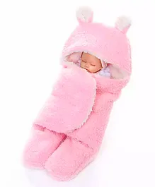 Brandonn Hooded Supersoft Wearable Wrapper Blanket - Pink