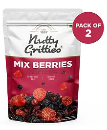 Nutty Gritties Mix Berries Dried Cranberries Blueberries Strawberries Black Currants Combo Pack of 2 - 200 gm Each