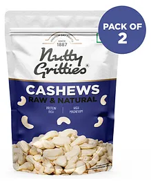 Nutty Gritties 100% Natural Whole Cashew Nuts W240 Pack of 2 - 200 gm Each
