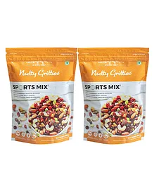 Nutty Gritties Sports Mix with Roasted Almonds Cashews Pistachios Dried Blueberries Cranberries and Raisins Pack of 2  - 350 gm Each