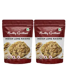 Nutty Gritties Long Seedless Premium Indian Green Raisins Pack of 2 - 200 gm