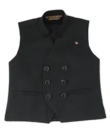 P-MARK Sleeveless Solid Waistcoat - Dark Green