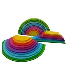 Little Jamun Rainbow Semi Circles & Planks Stacking Toy Set Multicolor - 12 Pieces