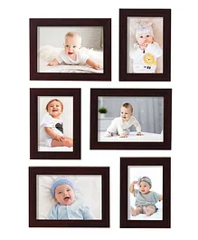 Wooden Photo Frame Set of 6 - Brown