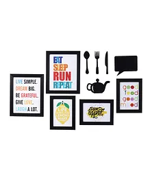 Decorative Wall Poster with Frame, Set of 5 - Black