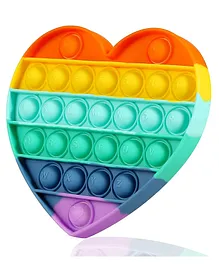 OPINA Heart Shape Pop Bubble Stress Relieving Silicone Pop It Fidget Toy - Multicolor