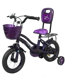 Cosmic Jade 12 Inch Bicycle With Back Rest & Basket - Purple