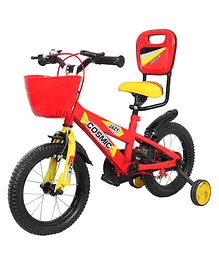 Cosmic Jazy 14 Inch Bicycle with Back Rest and Basket - Red Yellow
