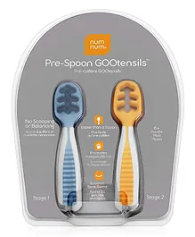 NumNum Pre Spoon Gootensils Pack of 2 - Blue Orange