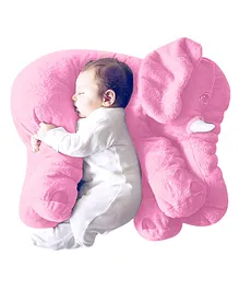 MummaSmile Elephant Shaped Baby Pillow Cum Soft Toy - Pink