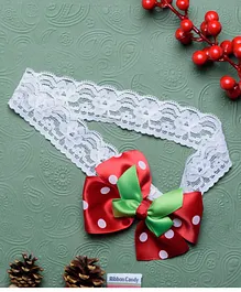 Ribbon candy Christmas Polka Dot Stretchy Headband - Red