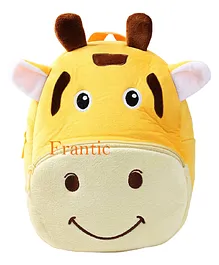 Frantic Velvet School Bag Giraffe Design Yellow - Height 12 Inches