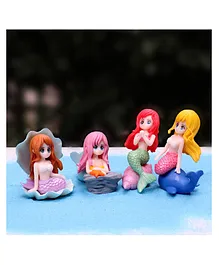 Chocozone Pack of 4 Mirmid Miniature Garden Décor Home Décor Miniature Set Toys for Girls (Sea Shell Mirmid)