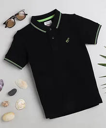 DALSI Short Sleeves Solid Polo Tee - Black