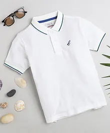 DALSI Short Sleeves Solid Polo Tee - White
