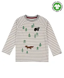 Lilly + Sid Full Sleeves Organic Cotton T-Shirt Stripes  - White