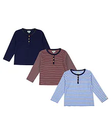 Lilly + Sid Full Sleeves 100% Organic Cotton Tee Pack of 3 - Blue