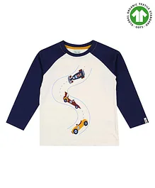 Lilly + Sid 100% Cotton Full Sleeves Raglan T-Shirt - Navy
