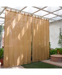 Hippo Loop Curtains with Sun Protection Pack of 2 Beige Brown - 4.5FTX4.5FT