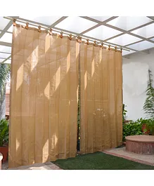 Hippo Loop Curtains with Sun Protection Pack of 2 Beige Brown - 4.5FTX7.5FT