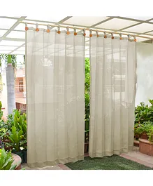 Hippo Loop Curtains with Sun Protection Pack of 2-Ivory - 4.5FTX9FT