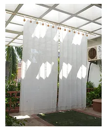 Hippo Loop Curtains with Sun Protection Pack of 2-White - 4.5FTX9FT