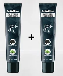 SmiloShine Whitening Toothpaste With Activated Charcoal Pack Of 2 - 100 gm Each