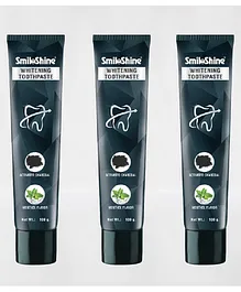 SmiloShine Whitening Toothpaste With Activated Charcoal Pack Of 3 - 100 gm Each