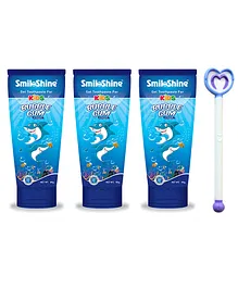 SmiloShine Bubble Gum Flavoured Toothpaste With Heart Shape Tongue Cleaner Pack Of 4 - 80 gm Each (Colour May Vary)