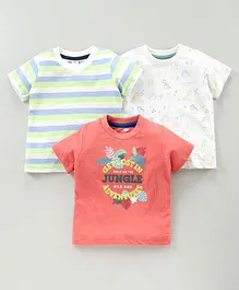 Zero Half Sleeves Cotton T-shirt Multi Print Pack of 3 - Multicolour