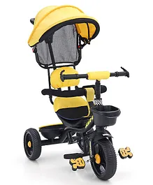 Tricycle with Parental Push Handle & Foldable Canopy - Yellow Black