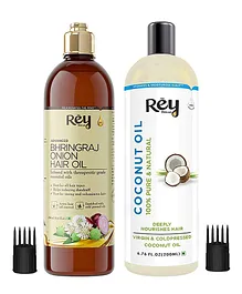 Rey Naturals Coconut and Castor Oils with Synthetic Fragrance Pack of 2 - 400 ml 