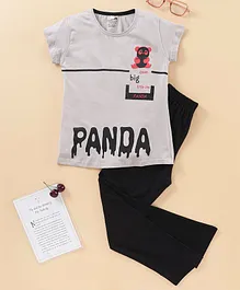 CHICKLETS Short Sleeves Panda Print Night Suit - Grey