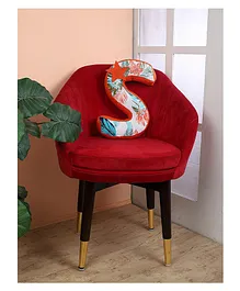 SNM S Alphabet Floral Shape Cushion With Filler - Orange