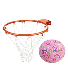 Toyshine Wall Mounted Metal Hoop Basketball Set - Pink 