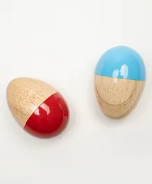 Rocking Potato Wooden Egg Shakers Organic Rattle Pack of 2 - Multicolour