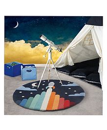 Littlelooms Round Woollen Rug Fire Rocket Design - Multicolor